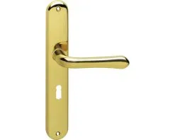 INTERSTEEL Deurkruk Paar Saturnus Op Schild Met Sleutelgat SL56 Messing Gelakt