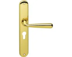 INTERSTEEL Deurkruk Paar Yvonne Op Schild Met Profielcilindergat PC55 Messing Gelakt