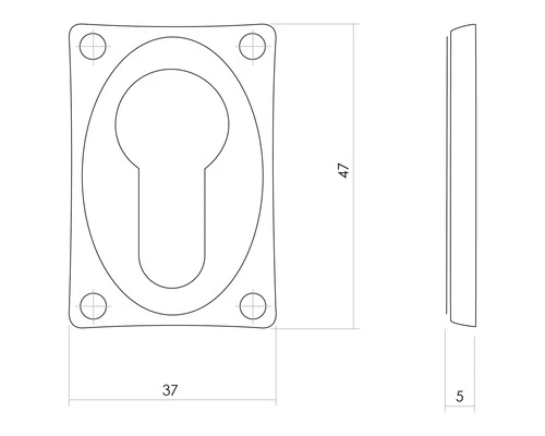 INTERSTEEL Rozet Vierkant Met Profielcilindergat Messing Getrommeld 2 INTERSTEEL Rozet Vierkant Met Profielcilindergat Messing Getrommeld - Afbeelding 2