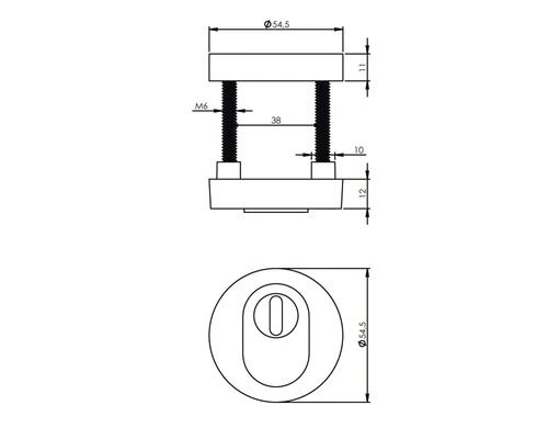 INTERSTEEL Veiligheidsrozet Ø 54,5 Mm Messing Ongelakt 2 INTERSTEEL Veiligheidsrozet Ø 54,5 Mm Messing Ongelakt - Afbeelding 2
