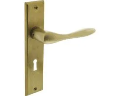 INTERSTEEL Deurkruk Paar Banaan Op Schild Met Sleutelgat SL56 Messing Getrommeld