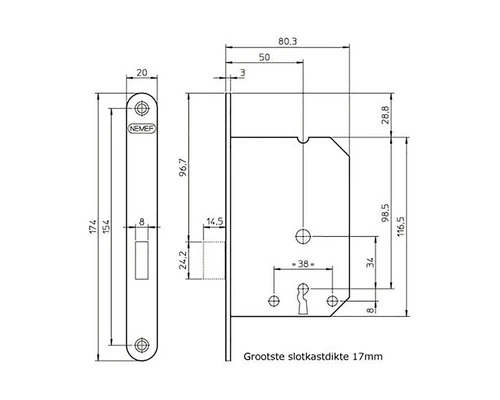 NEMEF Klavier Kastslot 1256/2 Wit 4 NEMEF Klavier Kastslot 1256/2 Wit - Afbeelding 4