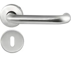 Deurkruk Paar Cella Op Rozet Met Sleutelplaat RVS Mat