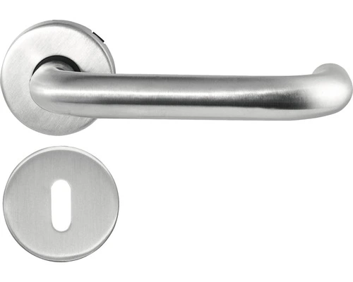 Deurkruk Paar Cella Op Rozet Met Sleutelplaat RVS Mat 1 Deurkruk Paar Cella Op Rozet Met Sleutelplaat RVS Mat