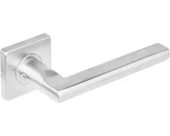 INTERSTEEL Deurkruk Paar Hoek 90° Plat Op Vierkant Rozet RVS Geborsteld