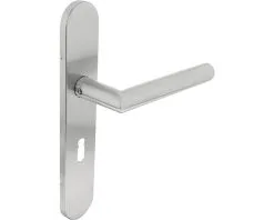 INTERSTEEL Deurkruk Paar Laura Hoek 90° Op Schild Met Sleutelgat SL56 RVS Geborsteld