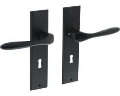 INTERSTEEL Deurkruk Paar Banaan Op Kortschild Met Sleutelgat SL56 Zwart Mat