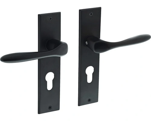 INTERSTEEL Deurkruk Paar Banaan Op Kortschild Met Profielcilindergat PC55 Zwart Mat 1 INTERSTEEL Deurkruk Paar Banaan Op Kortschild Met Profielcilindergat PC55 Zwart Mat