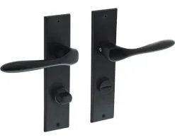 INTERSTEEL Deurkruk Paar Banaan Op Kortschild Met WC-/badkamersluiting WC63/8 Zwart Mat