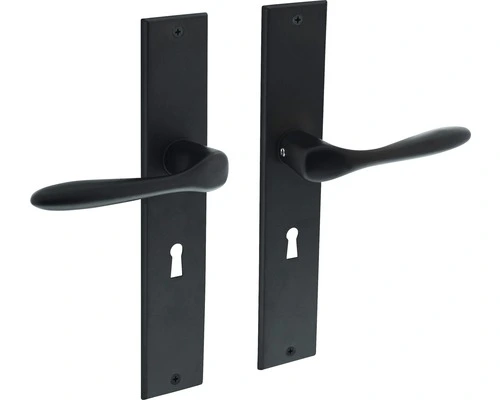 INTERSTEEL Deurkruk Paar Banaan Op Langschild Met Sleutelgat SL56 Zwart Mat 1 INTERSTEEL Deurkruk Paar Banaan Op Langschild Met Sleutelgat SL56 Zwart Mat