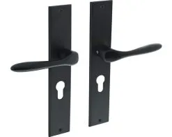 INTERSTEEL Deurkruk Paar Banaan Op Langschild Met Profielcilindergat PC55 Zwart Mat