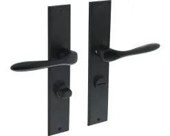 INTERSTEEL Deurkruk Paar Banaan Op Langschild Met WC-/badkamersluiting WC63/8 Zwart Mat