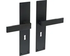 INTERSTEEL Deurkruk Paar Amsterdam Op Schild Met Sleutelgat SL56 Zwart Mat