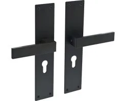 INTERSTEEL Deurkruk Paar Amsterdam Op Schild Met Profielcilindergat PC55 Zwart Mat