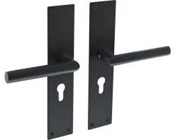 INTERSTEEL Deurkruk Paar Jura Op Schild Met Profielcilindergat PC55 Zwart Mat