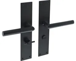 INTERSTEEL Deurkruk Paar Jura Op Schild Met WC-/badkamersluiting WC63/8 Zwart Mat