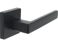 INTERSTEEL Deurkruk Paar Hera Op Vierkant Rozet Zwart Mat