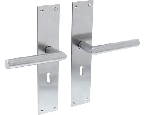 INTERSTEEL Deurkruk Paar Jura Op Schild Met Sleutelgat SL56 RVS Geborsteld 1 INTERSTEEL Deurkruk Paar Jura Op Schild Met Sleutelgat SL56 RVS Geborsteld