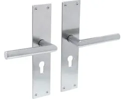 INTERSTEEL Deurkruk Paar Jura Op Schild Met Profielcilindergat PC55 RVS Geborsteld