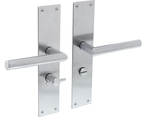 INTERSTEEL Deurkruk Paar Jura Op Schild Met WC-/badkamersluiting WC63/8 RVS Geborsteld 1 INTERSTEEL Deurkruk Paar Jura Op Schild Met WC-/badkamersluiting WC63/8 RVS Geborsteld