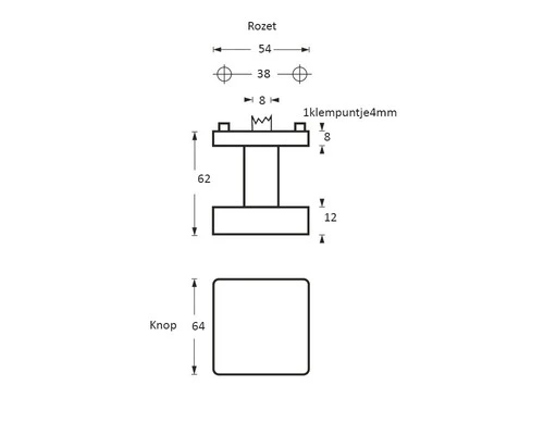 INTERSTEEL Voordeurknop 64x64/54 Mm Verkropt RVS Geborsteld 2 INTERSTEEL Voordeurknop 64x64/54 Mm Verkropt RVS Geborsteld - Afbeelding 2