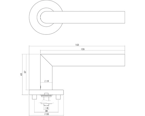 INTERSTEEL Deurkruk Paar Hoek 90° Op Rozet RVS Geborsteld 2 INTERSTEEL Deurkruk Paar Hoek 90° Op Rozet RVS Geborsteld - Afbeelding 2