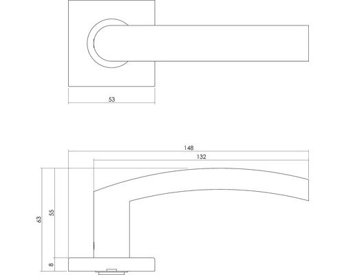 INTERSTEEL Deurkruk Paar Blok Op Vierkant Rozet RVS Geborsteld 2 INTERSTEEL Deurkruk Paar Blok Op Vierkant Rozet RVS Geborsteld - Afbeelding 2