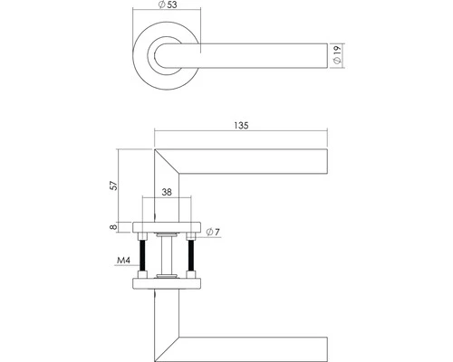 INTERSTEEL Deurkruk Paar Hoek 90° Op Rozet RVS Geborsteld 2 INTERSTEEL Deurkruk Paar Hoek 90° Op Rozet RVS Geborsteld - Afbeelding 2