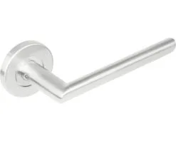 INTERSTEEL Deurkruk Paar Hoek 90° Ovaal Op Rozet RVS Geborsteld