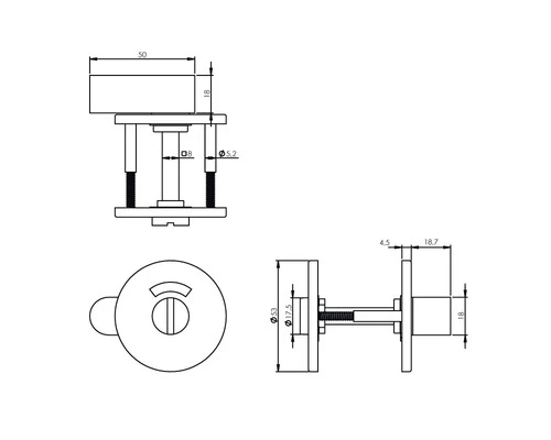 INTERSTEEL Rozet Rond Met WC-/badkamersluiting Zwart Mat 2 INTERSTEEL Rozet Rond Met WC-/badkamersluiting Zwart Mat - Afbeelding 2
