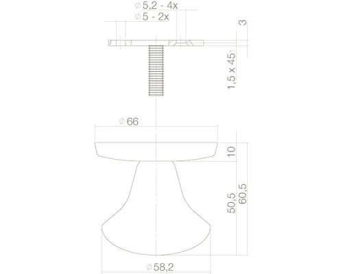 INTERSTEEL Voordeurknop Paddenstoel Ø 58/66 Mm Eenzijdige Montage RVS Geborsteld 2 INTERSTEEL Voordeurknop Paddenstoel Ø 58/66 Mm Eenzijdige Montage RVS Geborsteld - Afbeelding 2