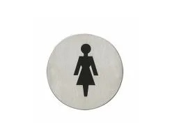 INTERSTEEL Pictogram Damestoilet Rond ø 76 Mm RVS Geborsteld