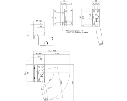 INTERSTEEL Veiligheids Raamsluiting Ton 222 Afsluitbaar Rechtsdraaiend Messing/ebbenhout 2 INTERSTEEL Veiligheids Raamsluiting Ton 222 Afsluitbaar Rechtsdraaiend Messing/ebbenhout - Afbeelding 2