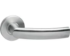 INTERSTEEL Deurkruk Paar Blok Op Kunststof Rozet RVS Geborsteld