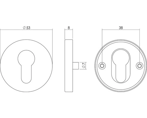 INTERSTEEL Rozet Rond Met Profielcilindergat RVS Geborsteld 2 INTERSTEEL Rozet Rond Met Profielcilindergat RVS Geborsteld - Afbeelding 2