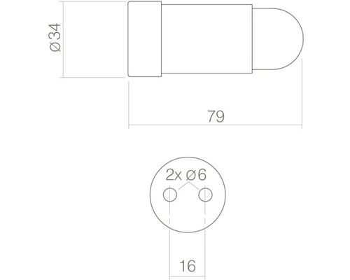 INTERSTEEL Deurstopper Ø 34 Mm RVS Geborsteld 2 INTERSTEEL Deurstopper Ø 34 Mm RVS Geborsteld - Afbeelding 2