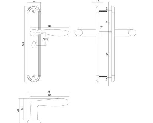 INTERSTEEL Deurkruk Paar George Op Schild Met WC-/badkamersluiting WC63/8 Nikkel Mat 2 INTERSTEEL Deurkruk Paar George Op Schild Met WC-/badkamersluiting WC63/8 Nikkel Mat - Afbeelding 2