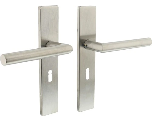 INTERSTEEL Deurkruk Paar Hoek 90° Op Recht Schild Met Sleutelgat SL56 RVS Geborsteld 1 INTERSTEEL Deurkruk Paar Hoek 90° Op Recht Schild Met Sleutelgat SL56 RVS Geborsteld