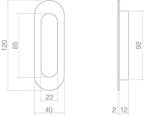 INTERSTEEL Schuifdeurkom Ovaal 120x40 Mm Mat Zwart 2 INTERSTEEL Schuifdeurkom Ovaal 120x40 Mm Mat Zwart - Afbeelding 2
