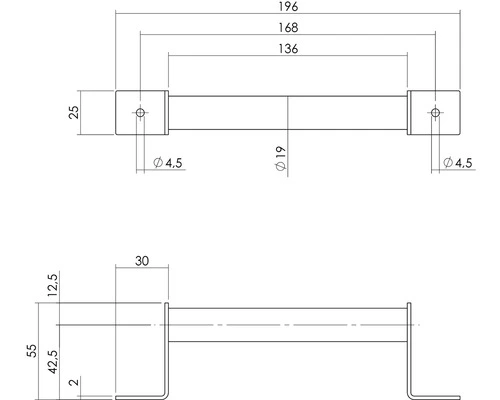 INTERSTEEL Handgreep 200x25 Mm Mat Zwart 2 INTERSTEEL Handgreep 200x25 Mm Mat Zwart - Afbeelding 2
