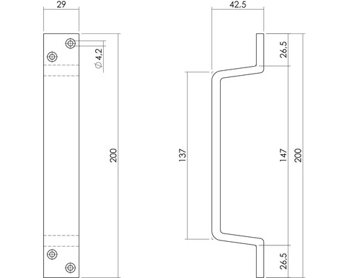 INTERSTEEL Handgreep Plat 200x29 Mm Mat Zwart 2 INTERSTEEL Handgreep Plat 200x29 Mm Mat Zwart - Afbeelding 2