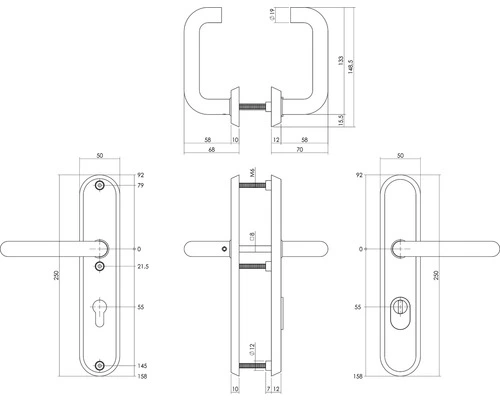 INTERSTEEL Veiligheidsbeslag Ovaal Kruk/kruk PC55 Anti-kerntrek Zwart Mat 2 INTERSTEEL Veiligheidsbeslag Ovaal Kruk/kruk PC55 Anti-kerntrek Zwart Mat - Afbeelding 2