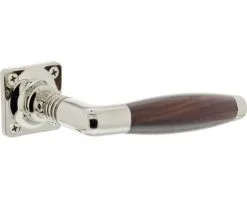 INTERSTEEL Deurkruk Paar Ton Palissander Op Vierkant Rozet Nikkel