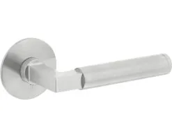 INTERSTEEL Deurkruk Paar Bau-Stil Op Rond Magneet Rozet RVS Geborsteld