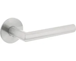 INTERSTEEL Deurkruk Paar Hoek 90° Op Rond Magneet Rozet RVS Geborsteld