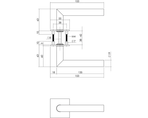 INTERSTEEL Deurkruk Paar Hoek 90° Op Vierkant Magneet Rozet RVS Geborsteld 2 INTERSTEEL Deurkruk Paar Hoek 90° Op Vierkant Magneet Rozet RVS Geborsteld - Afbeelding 2