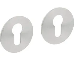 Sloten Verkoopwinkel 37 INTERSTEEL Rozet Rond Magneet Met Profielcilindergat RVS Geborsteld, 2 Stuks