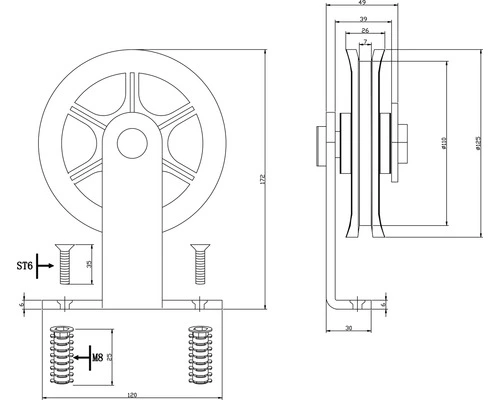 INTERSTEEL Hangrollen Wheel Top 170 Mm Mat Zwart, 2 Stuks 2 INTERSTEEL Hangrollen Wheel Top 170 Mm Mat Zwart, 2 Stuks - Afbeelding 2