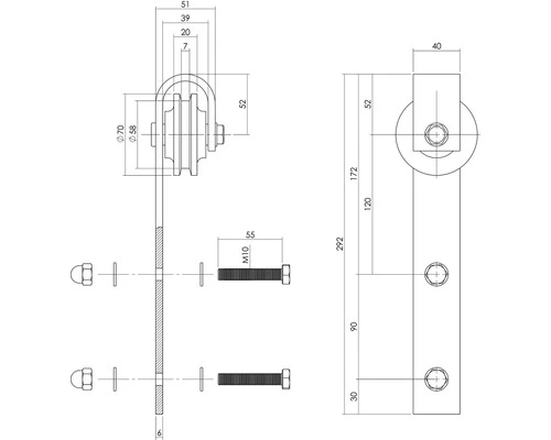 INTERSTEEL Hangrollen Basic 290 Mm Antiek Bruin, 2 Stuks 2 INTERSTEEL Hangrollen Basic 290 Mm Antiek Bruin, 2 Stuks - Afbeelding 2