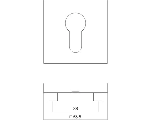 INTERSTEEL Rozet Vierkant Met Profielcilindergat RVS Geborsteld 2 INTERSTEEL Rozet Vierkant Met Profielcilindergat RVS Geborsteld - Afbeelding 2